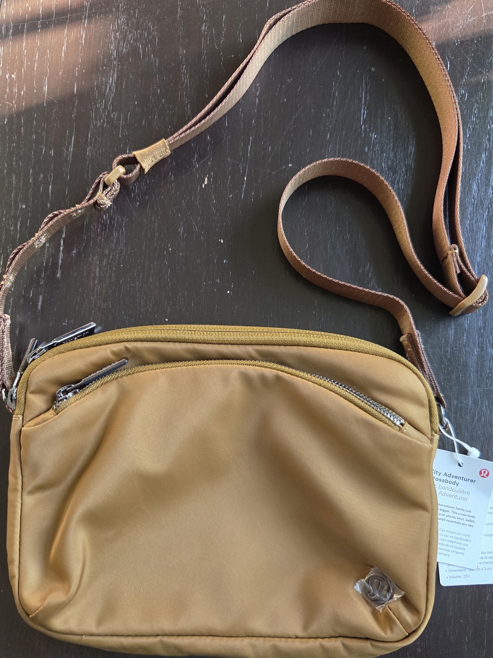 lululemon athletica City Adventurer Crossbody in Mustard Yellow with Brown Strap